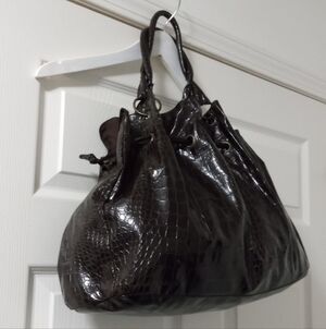 Catherine Lillywhite Vintage Lrg Croc Emboss Brown Crocodile-Embossed Theda Bag